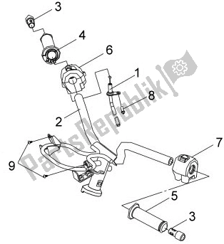Tutte le parti per il F03 - Steering Handle , Handle Cover del SYM BL 05W5-8 0558 0