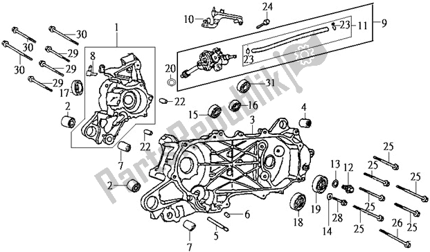 All parts for the E09 - Crank Case of the SYM G 100P2-8 10028 0