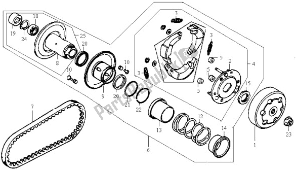 Alle onderdelen voor de E07 - R. Crank Case Cover van de SYM HS 15 W-8 158 0