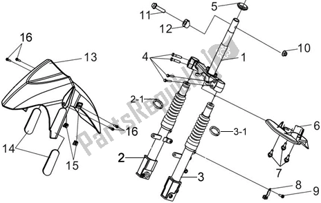 Alle onderdelen voor de F06 - Front Fork van de SYM HS 15 W-8 158 0