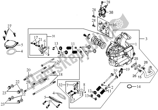 All parts for the E01 - Shroud Assy . Cylinder of the SYM JD 05W1-8 0518 0