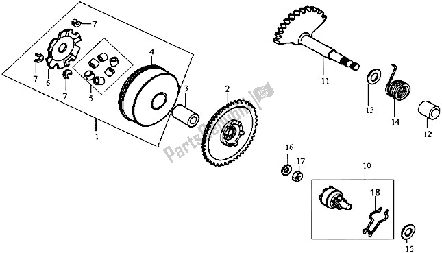All parts for the E06 - Driven Pulley Ass'y of the SYM JD 05W1-8 0518 0