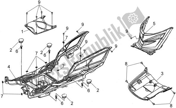 Tutte le parti per il F05 - Floor Panel Assy del SYM JET4 R 51 451 0