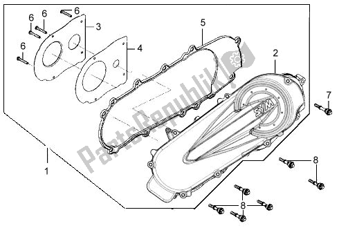 Tutte le parti per il E08 - Movable Drive Face Ass'y del SYM LA 18W1-8 1818 0