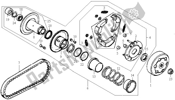 All parts for the E07 - L. Crank Case Cover of the SYM LH 18 W-8 188 0