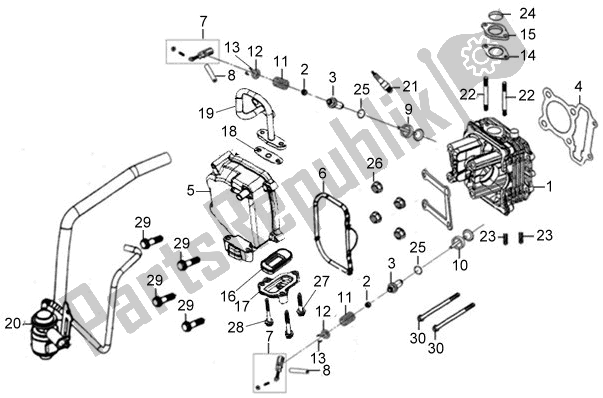 All parts for the E02 - Cylinder Head of the SYM Orbit II 125 0