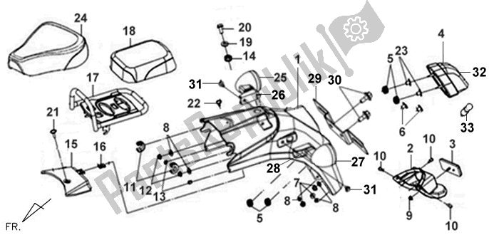 Tutte le parti per il F09 - Seat & Rr. Fender del SYM Symba 0