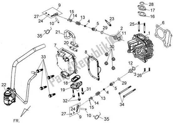 All parts for the E02 - Cylinder Head of the SYM Symphony 150S 0