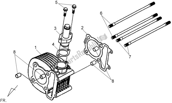 All parts for the E05 - Cylinder of the SYM Symphony 150S 0