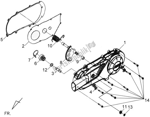 All parts for the E08 - L. Crank Case Cover of the SYM Symphony 150S 0