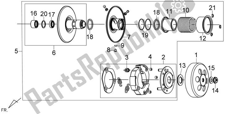 All parts for the E10 - Driven Pulley Ass'y of the SYM Symphony 150S 0