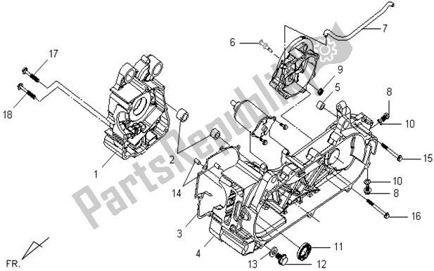 Alle onderdelen voor de E13 - R/l Crank Case van de SYM VS 150 0