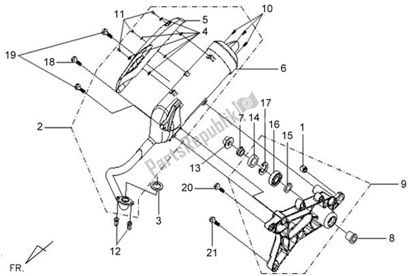 Alle onderdelen voor de F16 - Exh. Muffler Assy. Van de SYM VS 150 0