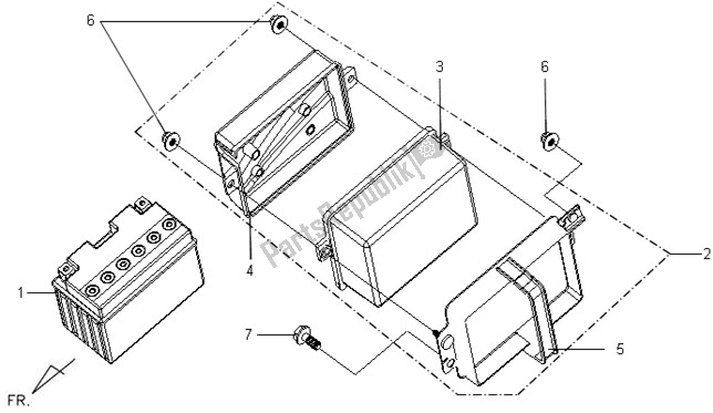 Alle onderdelen voor de F21 - Battery. Battery Case van de SYM VS 150 0