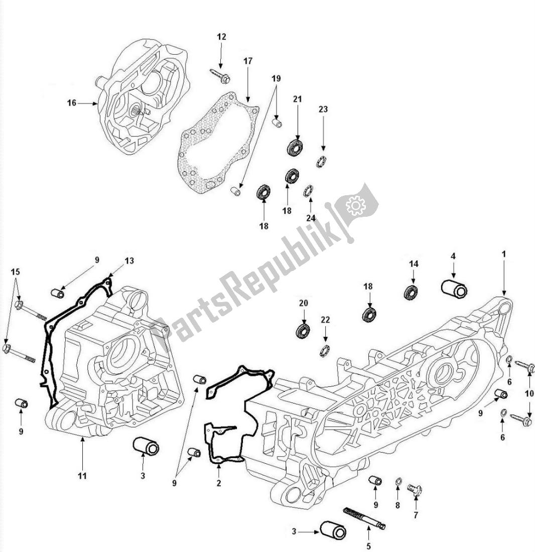 All parts for the Crankcases of the SYM Symphony 50 2000 - 2010