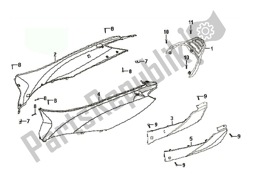 All parts for the Zijschermen of the SYM Symphony 50 2000 - 2010