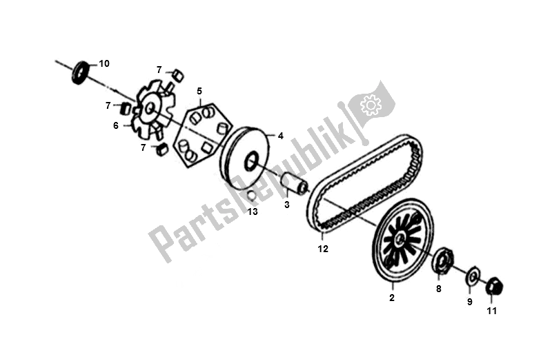 All parts for the Vario of the SYM X PRO 50 AE 05W5 NL L4 2000 - 2010