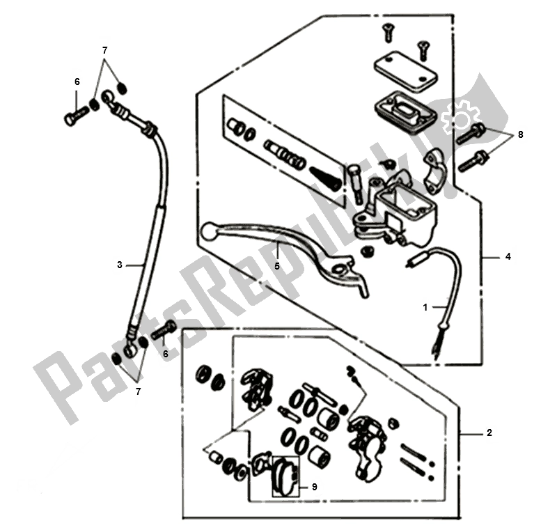 All parts for the Remklauw Voor-remgreep Kpl of the SYM X PRO 50 AE 05W5 NL L4 2000 - 2010