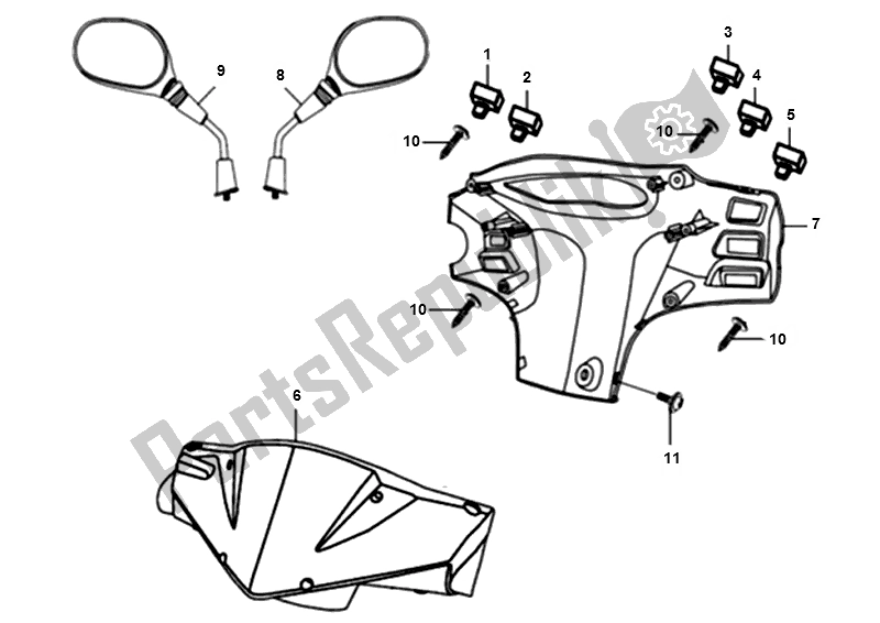 Toutes les pièces pour le Koplampkap-tellerbekleding-spiegels du SYM X PRO 50 AE 05W5 NL L4 2000 - 2010