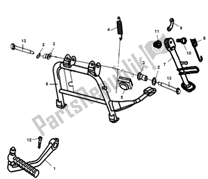 Toutes les pièces pour le Middenstandaard -zijstandaard- Kickstarter Pedaal du SYM X PRO 50 AE 05W5 NL L4 2000 - 2010