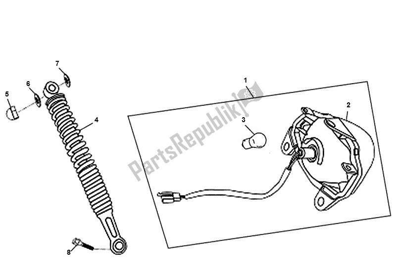 All parts for the Achterlicht - Achtertelescoop of the SYM X PRO 50 AE 05W5 NL L4 2000 - 2010