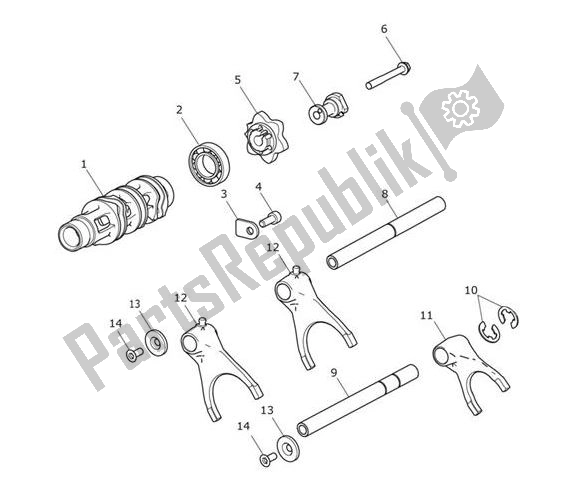 Alle onderdelen voor de Gear Selector Drum Gear Selector Forks van de Triumph Tiger 1200 XRT 1215 2018 - 2020