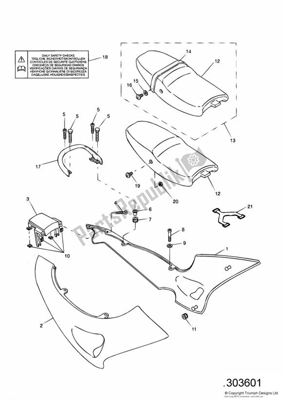 Toutes les pièces pour le Fairing Rear Seat du Triumph Sprint ST 955I From VIN 139277 2002 - 2004
