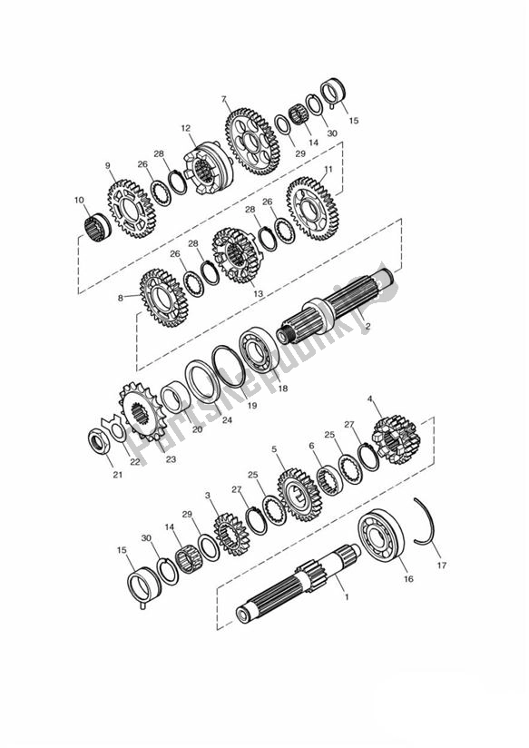 Todas as partes de Gears All Up To Engine179828 do Triumph Bonneville & T 100 Carburator 865 2001 - 2015