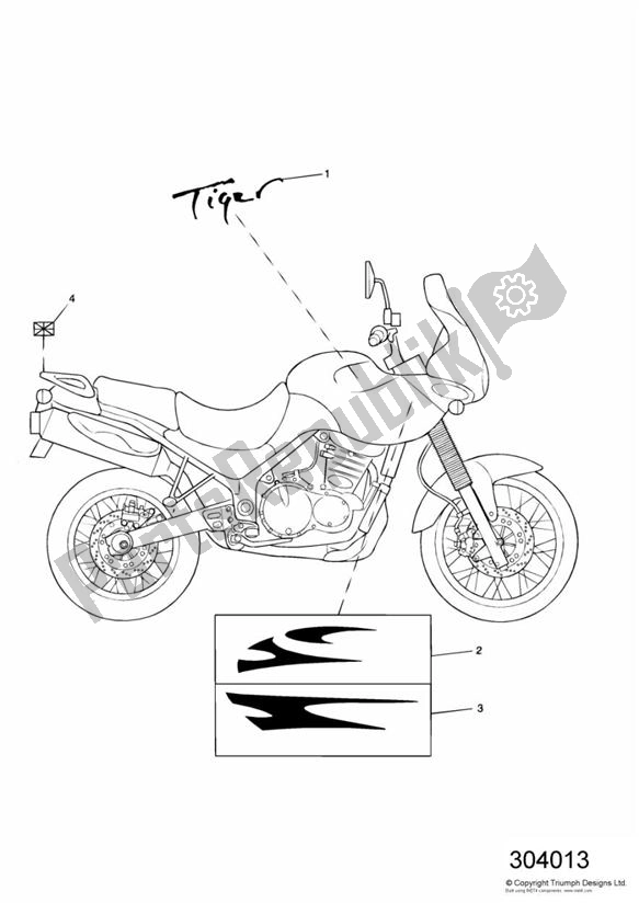 Tutte le parti per il Decalcomania del Triumph Tiger 885I T 709 1999 - 2001