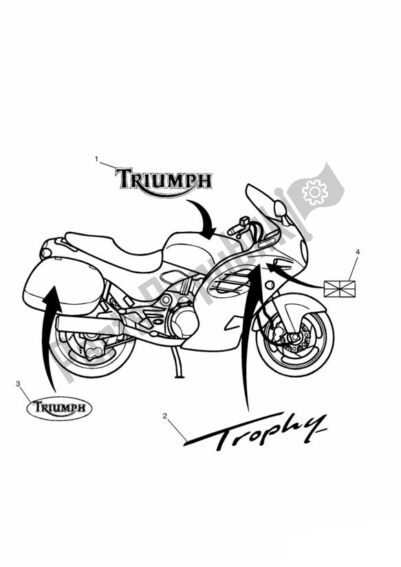Todas as partes de Decalque do Triumph Trophy From VIN 29156 1215 2018 - 2021