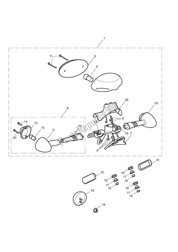 Tutte le parti per il Rear Light Indicator Rear del Triumph Bonneville EFI UP TO VIN 380776 865 2008 - 2011