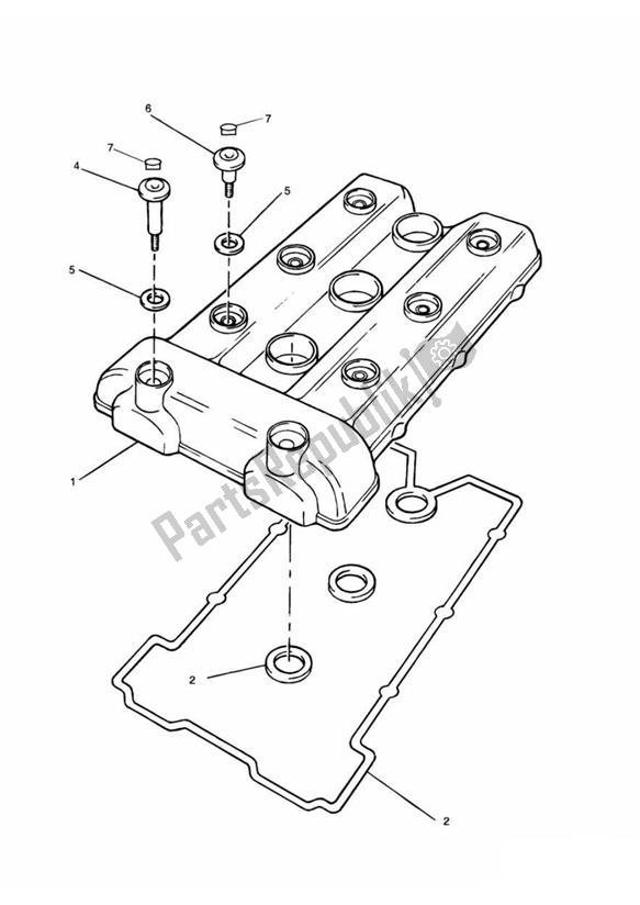 Alle onderdelen voor de Camshaft Cover van de Triumph Adventurer UP TO VIN 71698 885 1996 - 1998