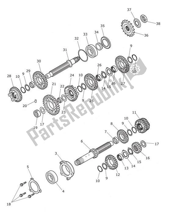 Todas las partes para Engranajes de Triumph Tiger XCA From VIN 855532 1215 2018 - 2021