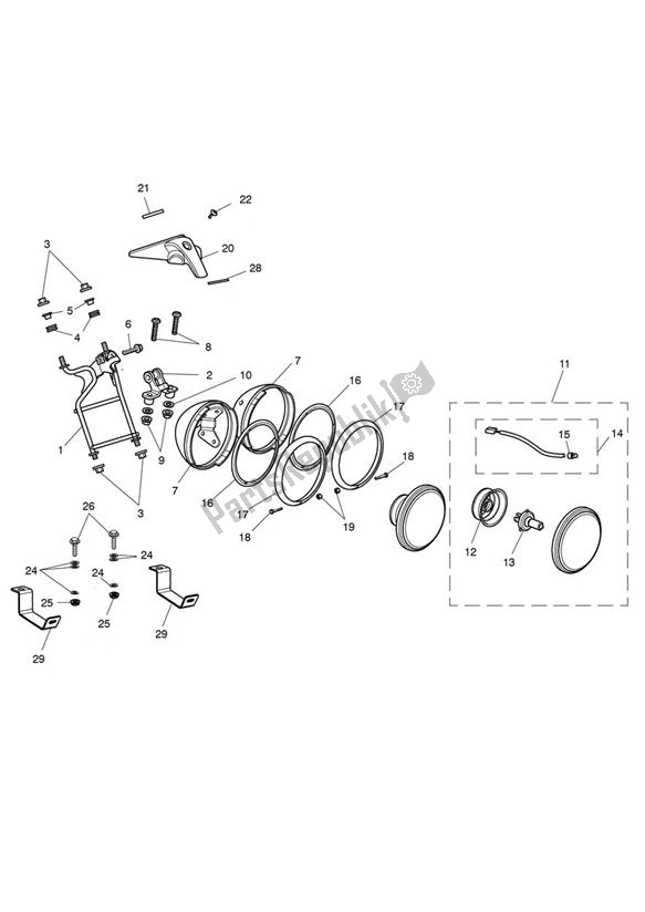 All parts for the Headlight of the Triumph Rocket III Classic 2294 2006 - 2010