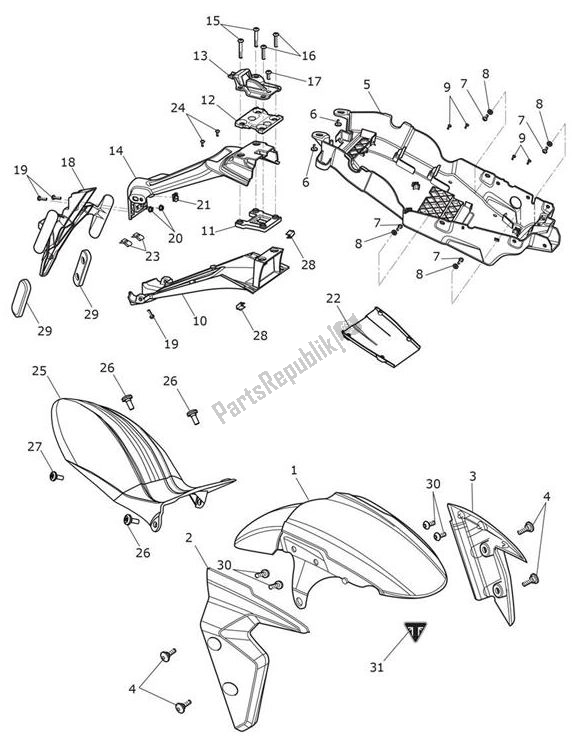 Todas las partes para Guardabarros de Triumph Speed Triple S From VIN 867685 1050 2018 - 2021
