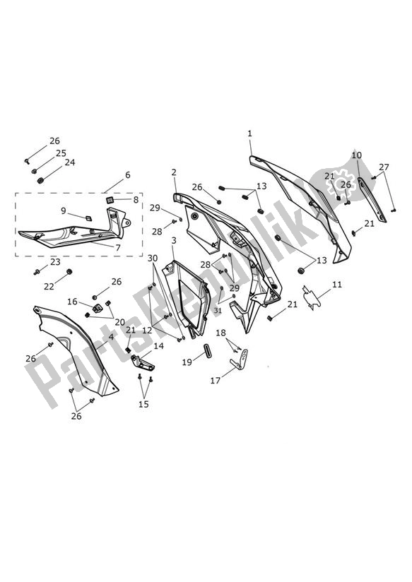 All parts for the Fairing Left - Explorer Xca of the Triumph Explorer XCA 1215 2015 - 2017