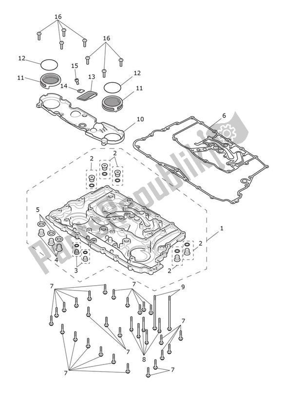 All parts for the Oil Sump of the Triumph Rocket 3 GT Black 2458 2021