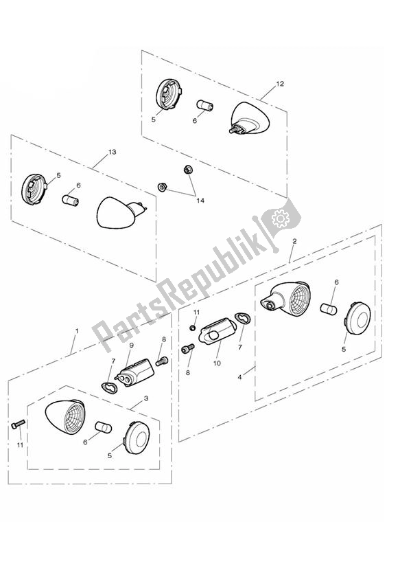 All parts for the Indicator of the Triumph Thunderbird Night/storm 1699 2011 - 2017