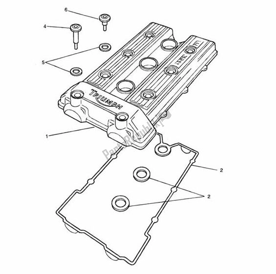 Alle onderdelen voor de Camshaft Cover From Vin004902 van de Triumph Trident 750 & 900 748 1990 - 1998