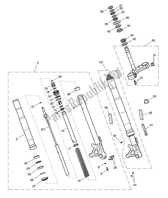 Todas as partes de Suspensão Dianteira do Triumph Tiger Sport From VIN 750470 1050 2021 - 2024