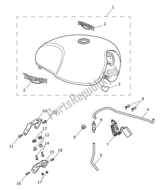 All parts for the Fueltank of the Triumph Bobber Black 1200 2018 - 2021