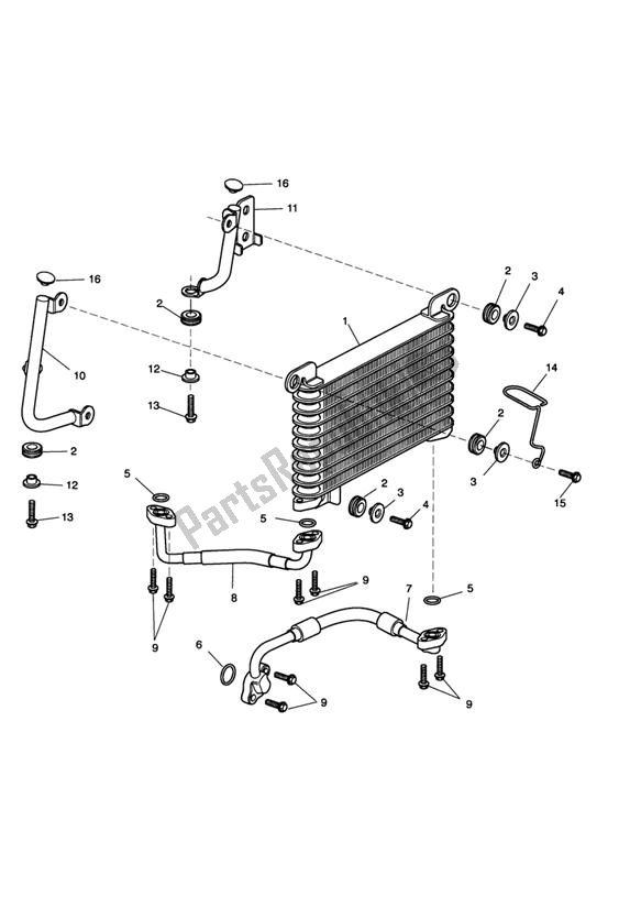 All parts for the Oil Cooling Up To Engine261327 of the Triumph Speed Triple 1050 UP TO VIN 333178 2005 - 2010