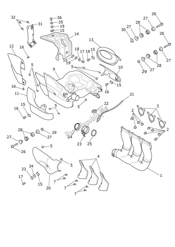 All parts for the Exhaust of the Triumph Rocket 3 R Black 2458 2021