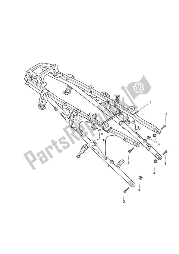All parts for the Rear Frame Assembly of the Triumph Trophy 1215 2013 - 2017
