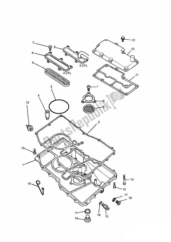 Alle onderdelen voor de Oil Sump van de Triumph Daytona 900 & 1200 885 1992 - 1997