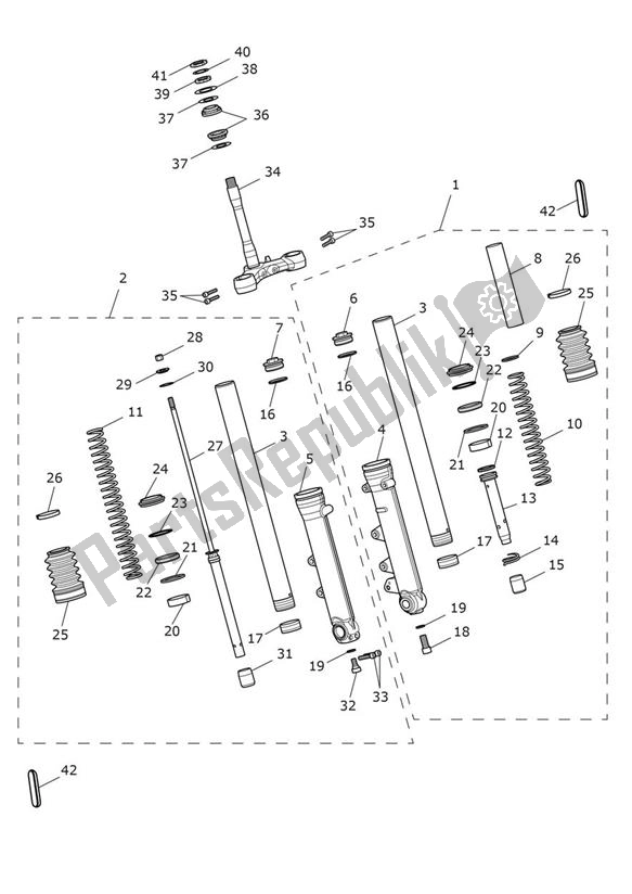 All parts for the Front Suspension of the Triumph Bobber From AC 1196 1200 2017 - 2021