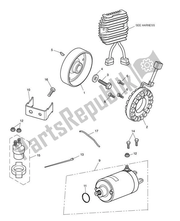 All parts for the Starter Generator of the Triumph Speed Triple RS From VIN 867601 1050 2018 - 2020