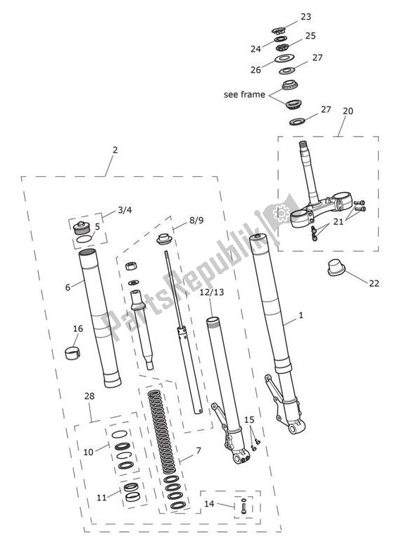 Tutte le parti per il Sospensioni Anteriori del Triumph Tiger XCA From VIN 855532 1215 2018 - 2021