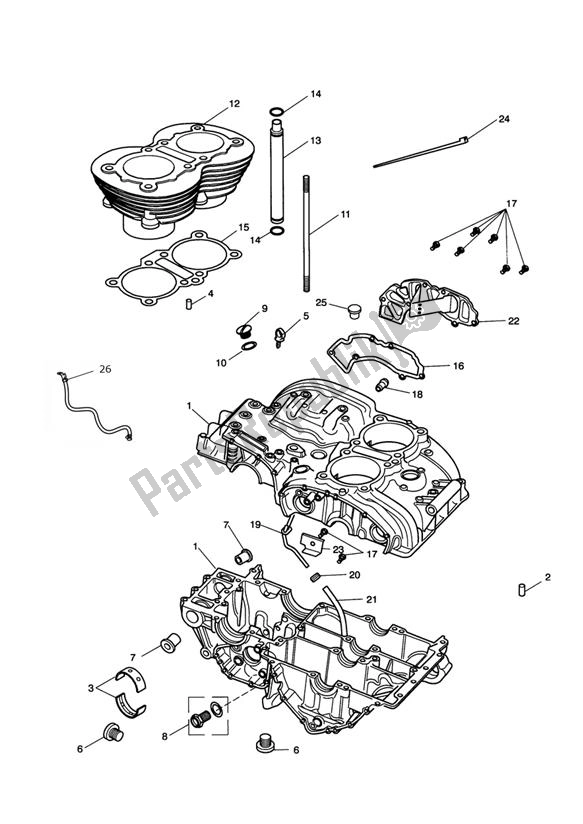 All parts for the Crankcase Silver From Engine221609 (nicht 229407-230164) of the Triumph Bonneville & T 100 Carburator 865 2001 - 2015
