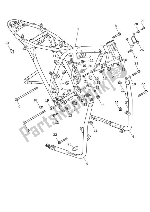Todas as partes de Montagem Da Estrutura Principal do Triumph Thruxton RS 1200 2020 - 2024
